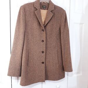 L.L. Bean Women's Brown Wool Lightweight Tweed Blazer Fully Lined 10 Regular
